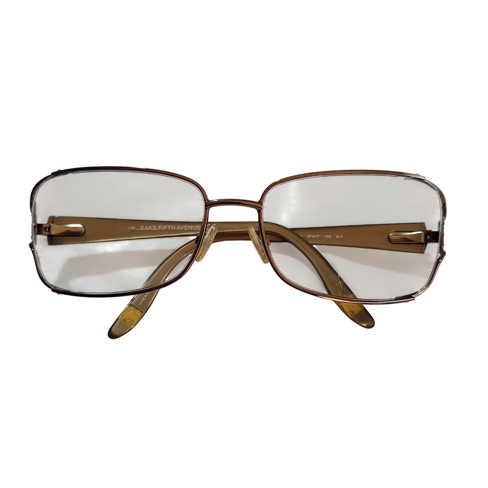 Saks Fifth Avenue Eyeglass Frames Women 57-17-130 Brown Metal Rectangle SAKS 57S